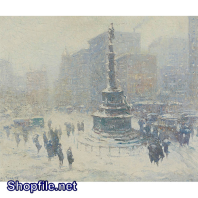 Tranh sơn dầu thành phố tấp nập đông đúc